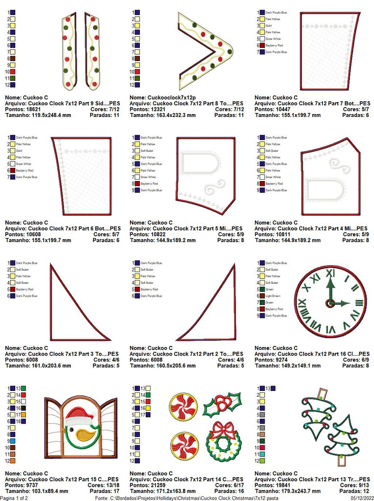 Set Christmas House and Cuckoo Clock - ITH Project - Machine Embroidery Design