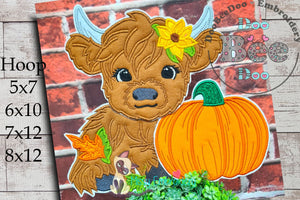 Highland Cow Pumpkin - ITH Project - Machine Embroidery Design