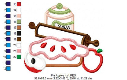 Apples, Roll and Pie - Applique - Machine Embroidery Design