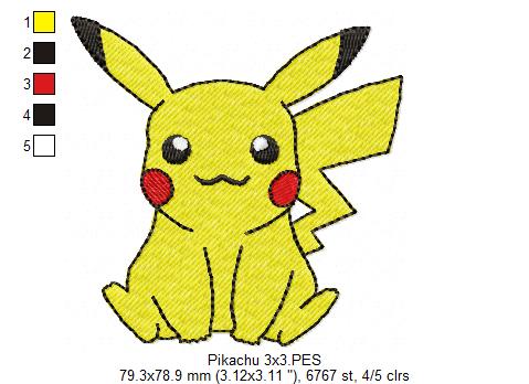 Pokemon Pikachu - Fill Stitch - Machine Embroidery Design