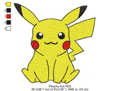 Pokemon Pikachu - Fill Stitch - Machine Embroidery Design
