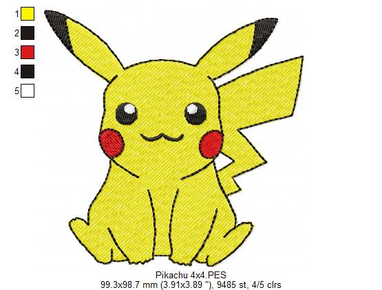 Pokemon Pikachu - Fill Stitch - Machine Embroidery Design