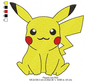 Pokemon Pikachu - Fill Stitch - Machine Embroidery Design