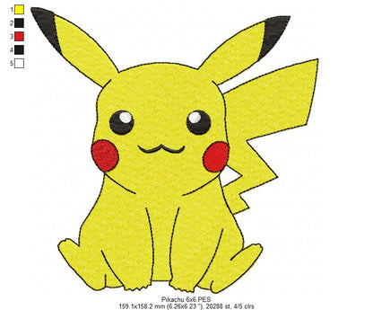 Pokemon Pikachu - Fill Stitch - Machine Embroidery Design