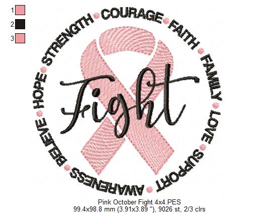 Fight Pink October - Fill Stitch - Machine Embroidery Design
