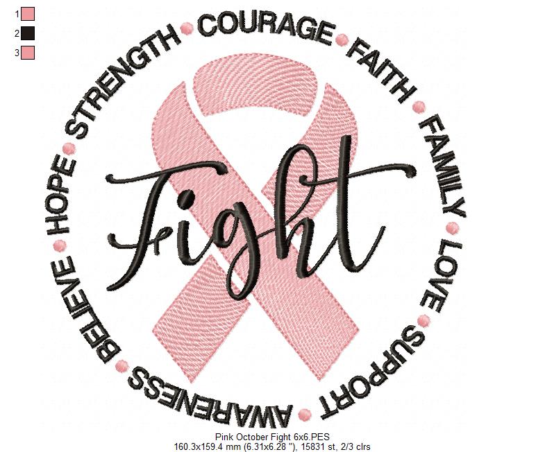 Fight Pink October - Fill Stitch - Machine Embroidery Design