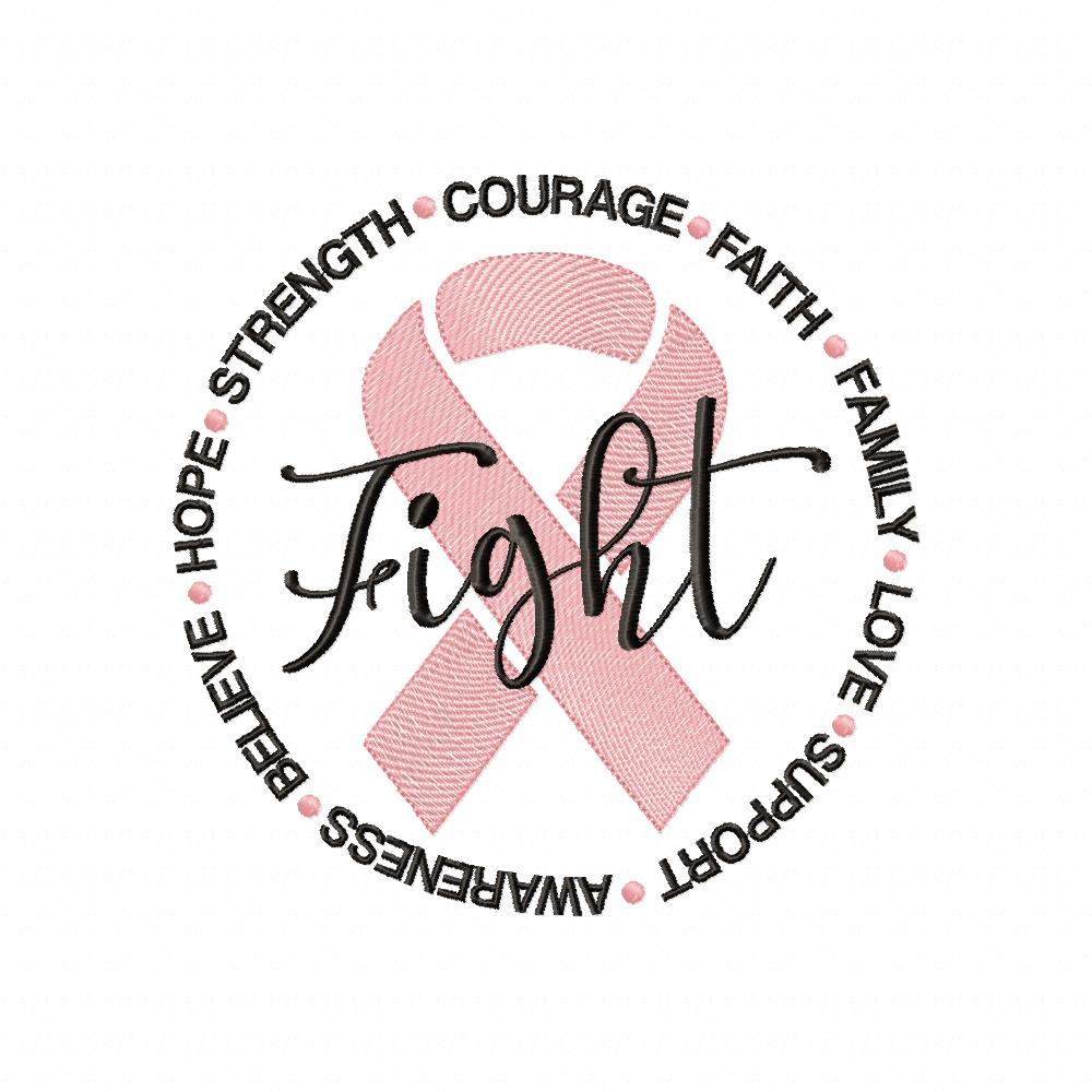 Fight Pink October - Fill Stitch - Machine Embroidery Design