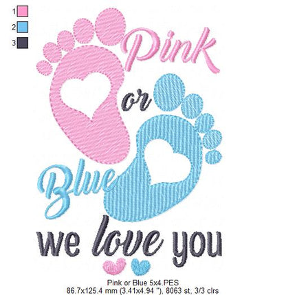 Pink or Blue We Love You - Fill Stitch - Machine Embroidery Design