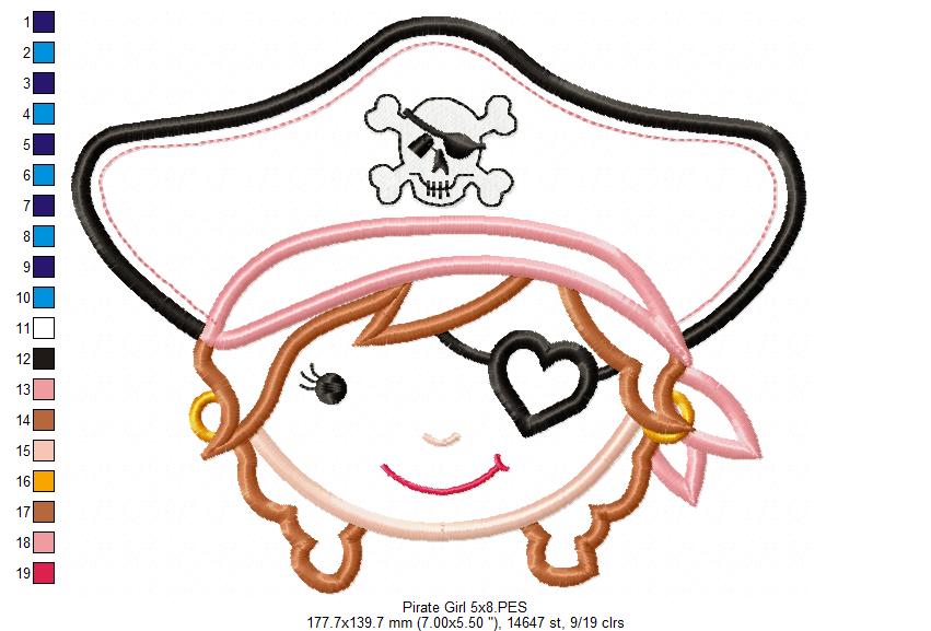 Pirate Girl Face - Applique