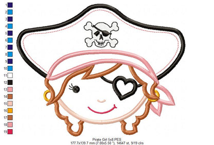 Pirate Girl Face - Applique