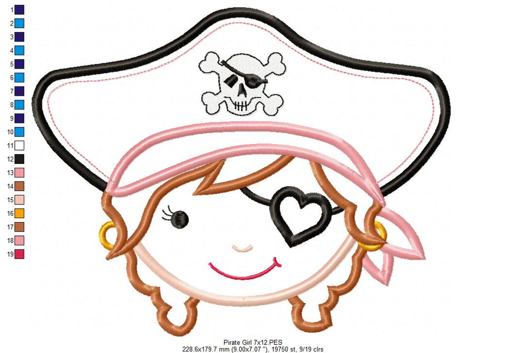 Pirate Girl Face - Applique
