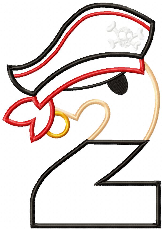 Pirate Number 2 - Applique - Machine Embroidery Design