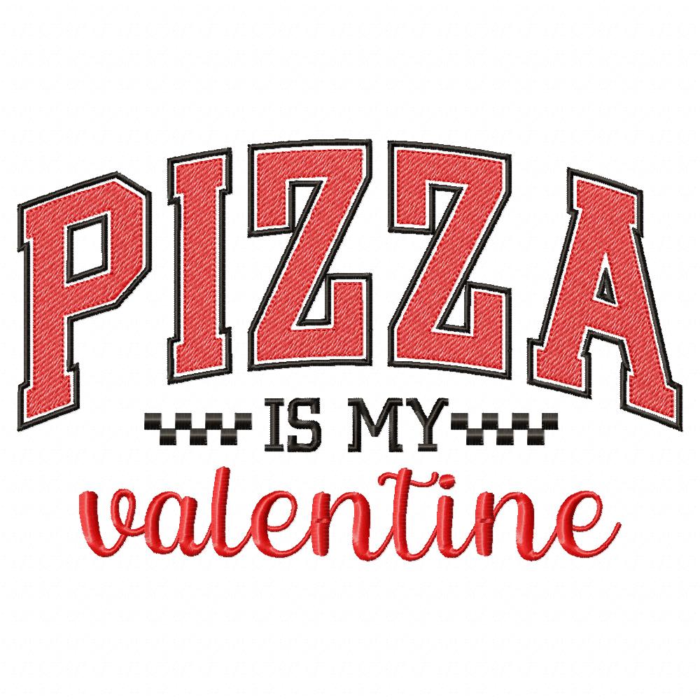 Pizza is my Valentine - Rippled Stitch - Machine Embroidery Design