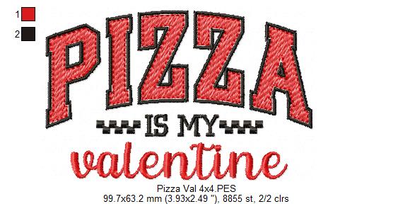 Pizza is my Valentine - Rippled Stitch - Machine Embroidery Design