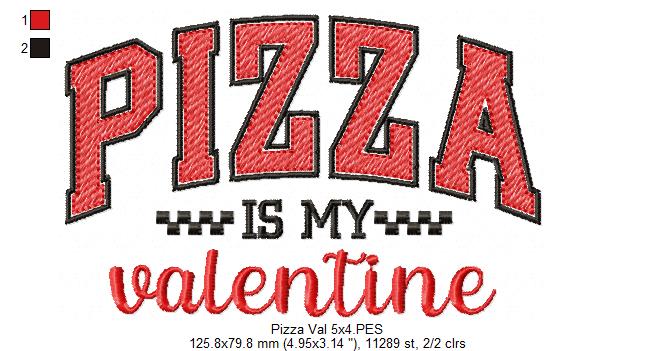 Pizza is my Valentine - Rippled Stitch - Machine Embroidery Design