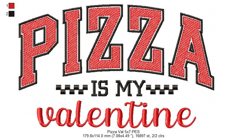 Pizza is my Valentine - Rippled Stitch - Machine Embroidery Design