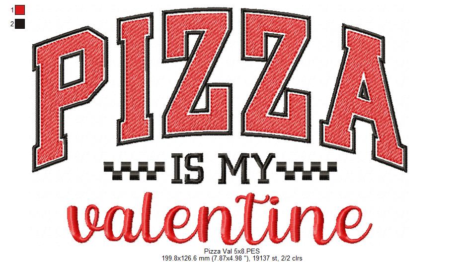 Pizza is my Valentine - Rippled Stitch - Machine Embroidery Design