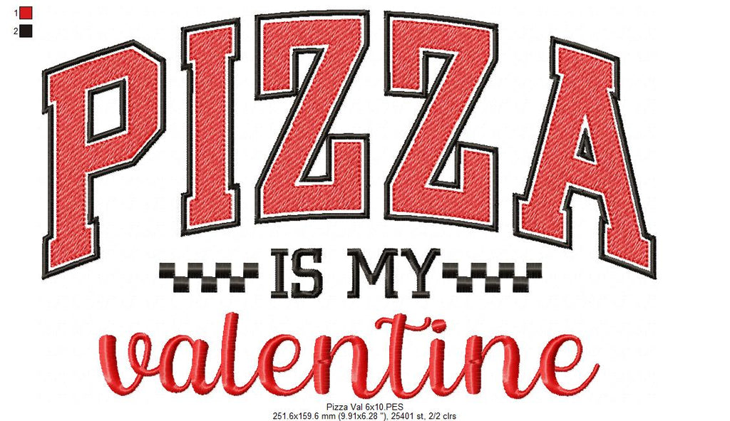 Pizza is my Valentine - Rippled Stitch - Machine Embroidery Design