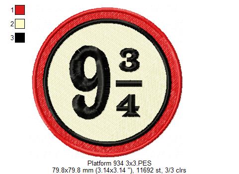 Platform 9 3/4 - Fill Stitch - Machine Embroidery Design