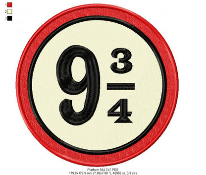 Platform 9 3/4 - Fill Stitch - Machine Embroidery Design