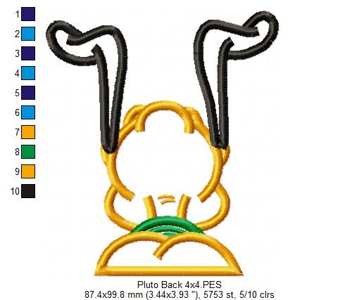 Pluto Back - Applique - Machine Embroidery Design