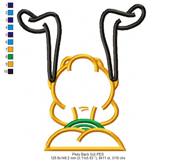 Pluto Back - Applique - Machine Embroidery Design