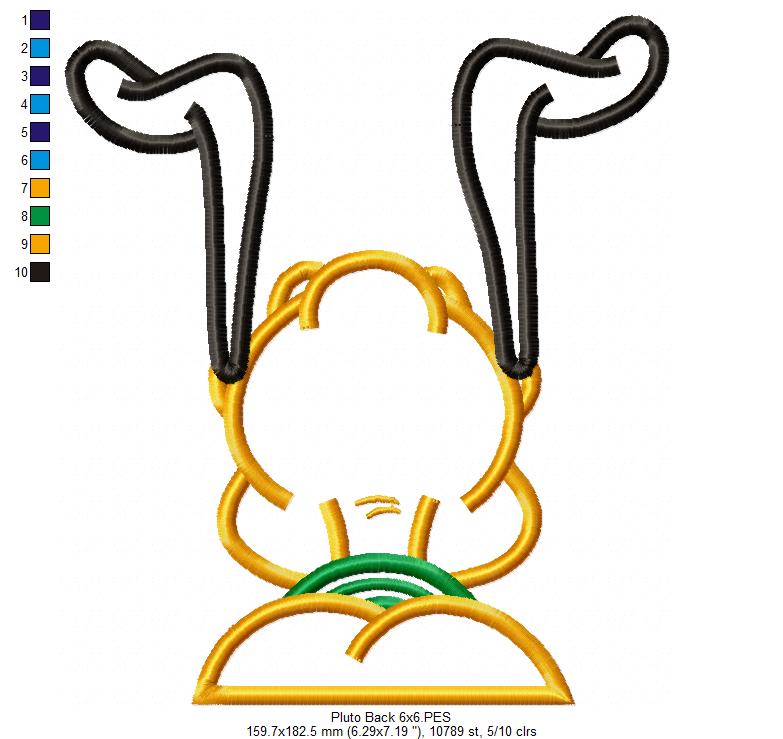 Pluto Back - Applique - Machine Embroidery Design