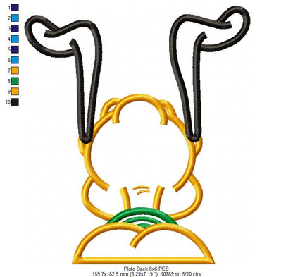 Pluto Back - Applique - Machine Embroidery Design