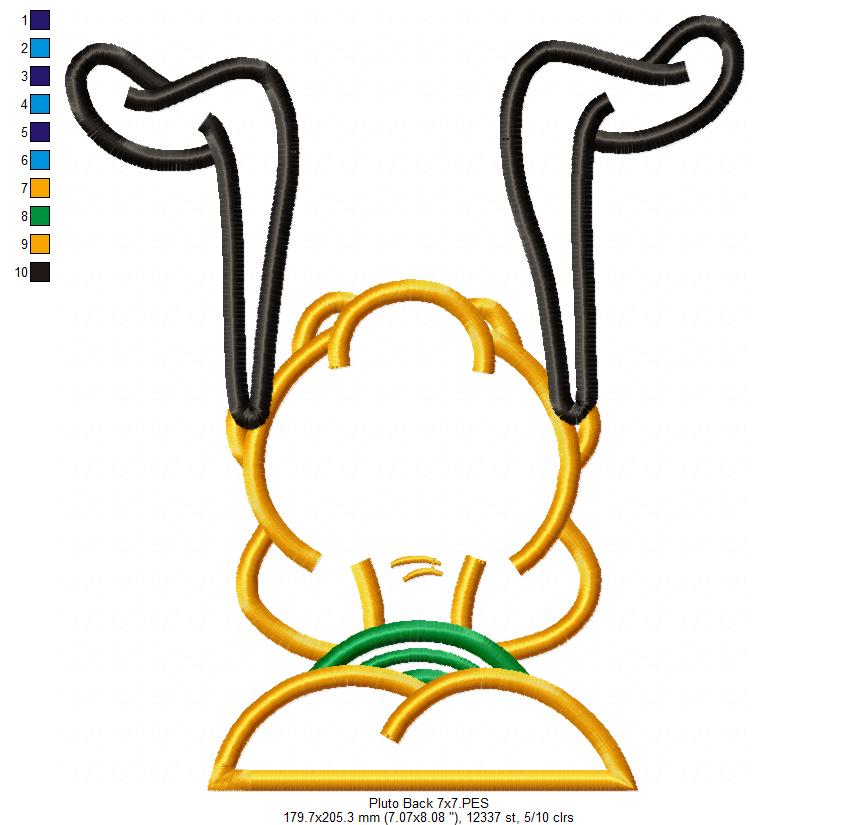 Pluto Back - Applique - Machine Embroidery Design