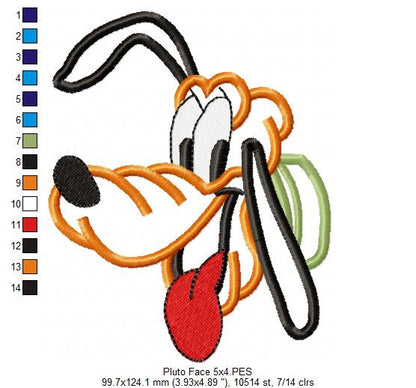 Pluto Face - Applique - Machine Embroidery Design