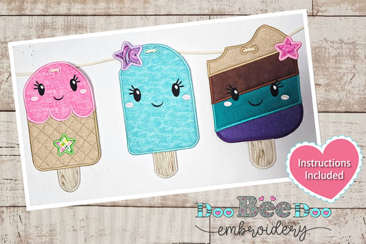Popsicles Flags Summer - ITH Project - Machine Embroidery Design