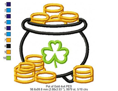 Pot of Gold - Applique - Machine Embroidery Design