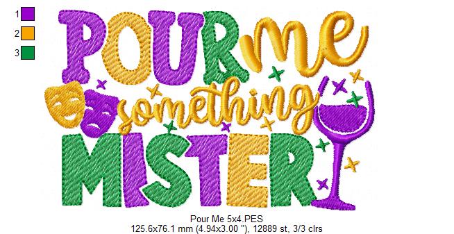 Pour Me Something Mister - Fill Stitch - Machine Embroidery Design