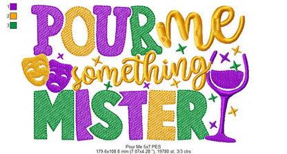 Pour Me Something Mister - Fill Stitch - Machine Embroidery Design