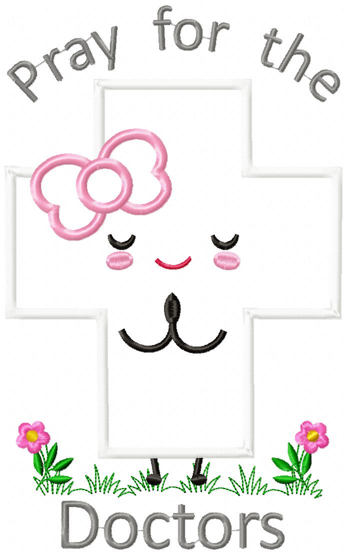 Pray for the Doctors Cross – Appliqué – Machine Embroidery Design