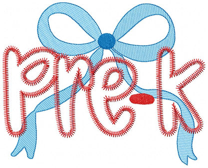 Pre-K Coquette Bow ✏️ – Zigzag Applique – Machine Embroidery Design