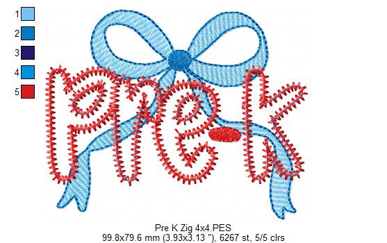 Pre-K Coquette Bow ✏️ – Zigzag Applique – Machine Embroidery Design