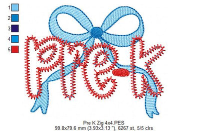 Pre-K Coquette Bow ✏️ – Zigzag Applique – Machine Embroidery Design