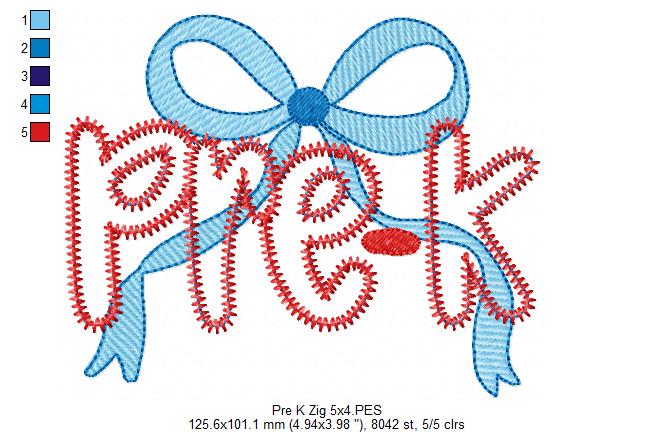 Pre-K Coquette Bow ✏️ – Zigzag Applique – Machine Embroidery Design