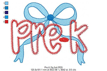 Pre-K Coquette Bow ✏️ – Zigzag Applique – Machine Embroidery Design