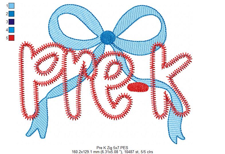 Pre-K Coquette Bow ✏️ – Zigzag Applique – Machine Embroidery Design