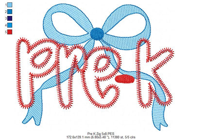 Pre-K Coquette Bow ✏️ – Zigzag Applique – Machine Embroidery Design