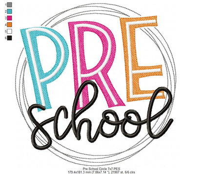 Pre School Circle - Fill Stitch - Machine Embroidery Design