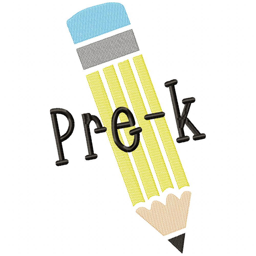 Pre-K to 6th Grade Pencil - Rippled Stitch - Set of 8 designs