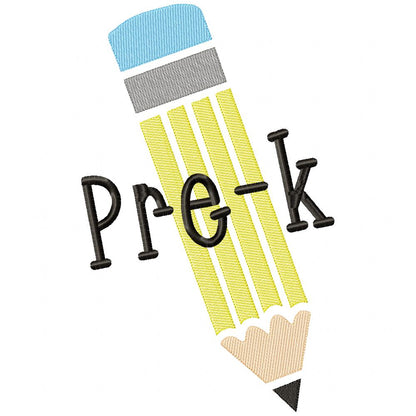 Pre-K to 6th Grade Pencil - Rippled Stitch - Set of 8 designs