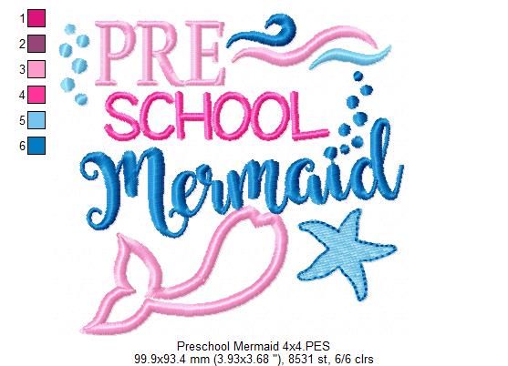 Preschool Mermaid - Applique Embroidery