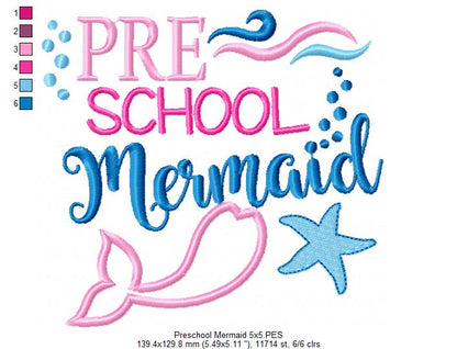 Preschool Mermaid - Applique Embroidery