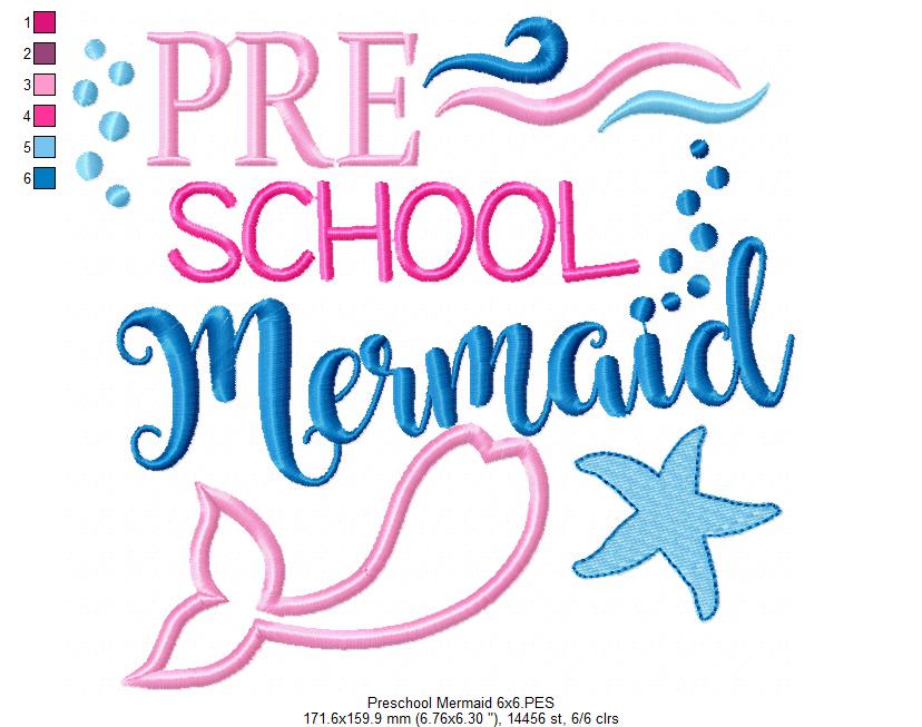 Preschool Mermaid - Applique Embroidery