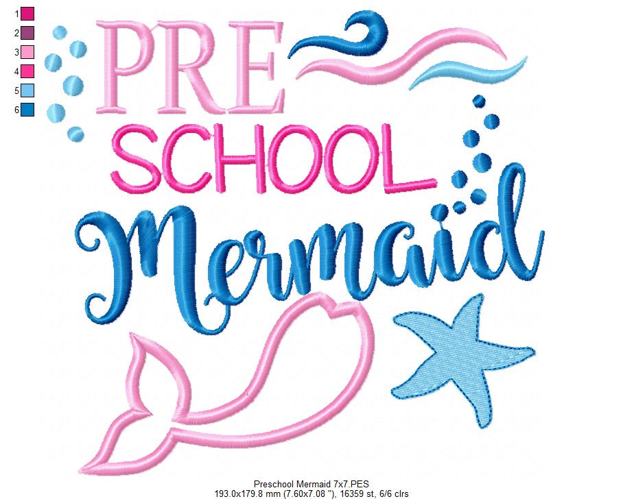 Preschool Mermaid - Applique Embroidery
