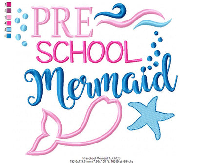 Preschool Mermaid - Applique Embroidery